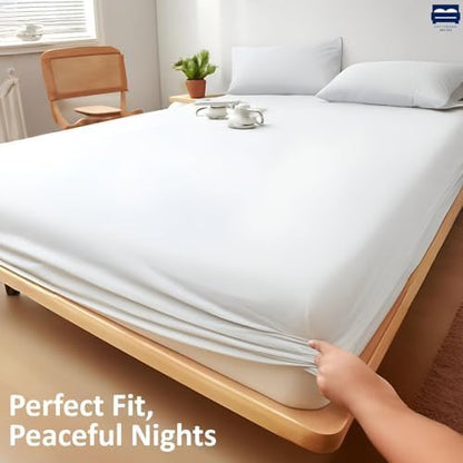 1 Piece Queen Size Fitted Sheet Only, 15-Inch Deep Mattress, White Solid