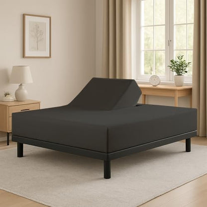 1 PC Top Split Queen Fitted Sheet for Adjustable beds, 34" Split, Dark Grey