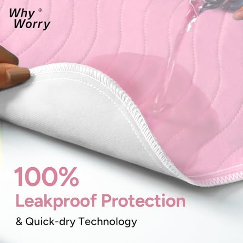 WHYWORRY Washable Bed Pads for Adult Incontinence, 34"x36", Pink, 4 Count