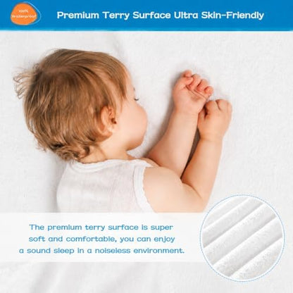 GRT 2 Pack King Mattress Protector Waterproof, Breathable & Noiseless Premium Terry Waterproof Mattress Protector Fitted Deep Pocket from 5" to 21", Smooth King Mattress Cover Machine Washable
