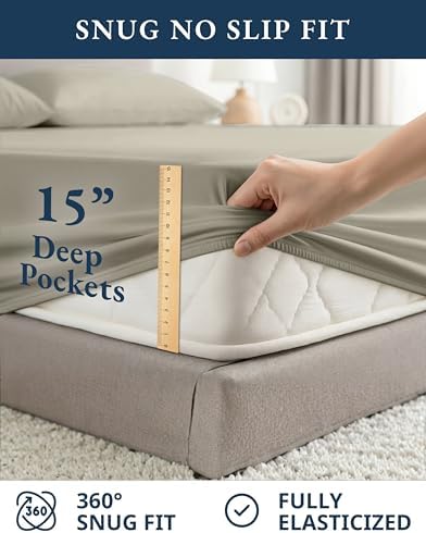 LANE LINEN California King Size Bed Sheet Set 100% Organic Cotton - Silver