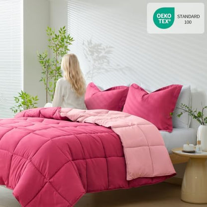 HIG 3pc Pink King Size Bedding Comforter Set Duvet Insert Blanket
