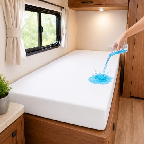 GRT 1 Pack 100% Waterproof Mattress Protector RV Bunk Mattress Protector for 75" x 30" Narrow Twin, Breathable & Noiseless Waterproof Mattress Cover Fitted Deep Pocket from 5" to 19", Vinyl Free