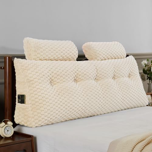 EUHAMS Headboard Pillow Queen with Neck Roll, Triangular Backrest Pillow
