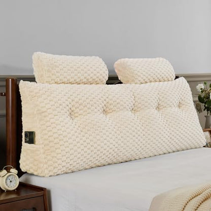 EUHAMS Headboard Pillow Queen with Neck Roll, Triangular Backrest Pillow