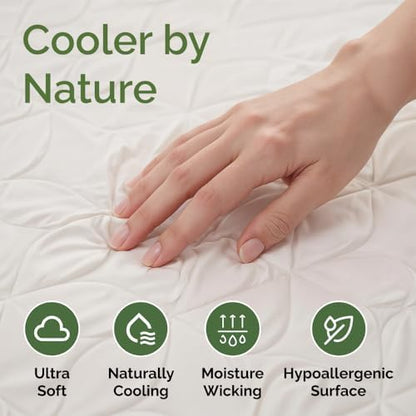 Waterproof Cooling Mattress Protector - Mattress Cover Cal King Size - Viscose Made From Bamboo - Soft, Breathable, Noiseless & Washable - Fitted Sheet Style & All Round Protection - (72" x 84") White