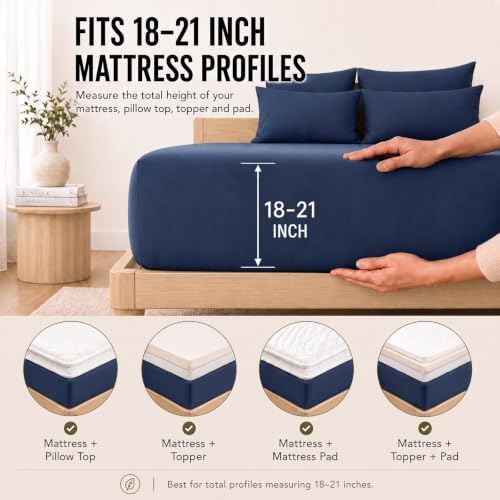 CozyLux King Size Sheets Set 6-Piece, 21-Inch Deep Pocket, Soft Feel