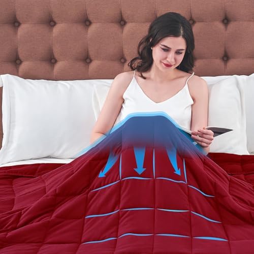 yescool Weighted Blanket for Adults 18lbs Queen Size, 60" x 80", Red