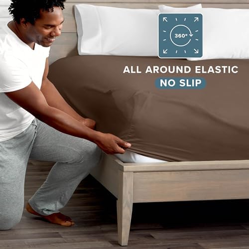 Bare Home Full Fitted Sheet - 1800 Ultra-Soft (Full, Cocoa)