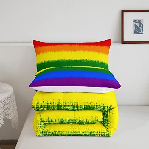 Feelyou Rainbow Bedding Set Colorful Rainbow Comforter Set for Kids Boys Girls Multicolor Comforter Ultra Soft Quilt Set 1 Comforter Set with 2 Pillowcases King Size