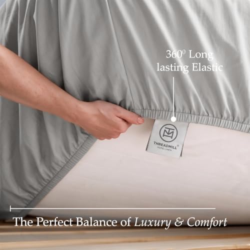 Threadmill 600 Thread Count Cotton Twin Sheet Set, Sateen, Light Grey