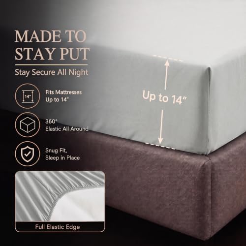 CozyLux Queen Comforter Set Light Grey, 7 Pieces Pintuck Bed in a Bag