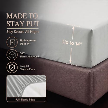 CozyLux Queen Comforter Set Light Grey, 7 Pieces Pintuck Bed in a Bag