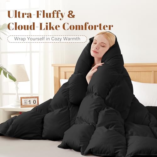 Cosybay Feather and Down Fiber Comforter Insert King, 100% Cotton Cover
