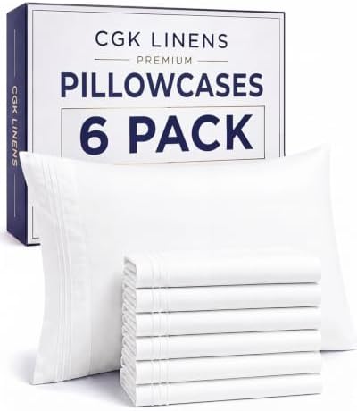 Queen Pillow Cases Set of 6 - Ultra Soft Cozy Pillowcase Covers - White