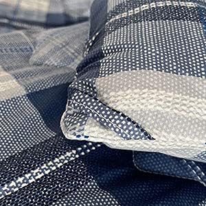 SLEEPBELLA Comforter Twin Size, 600 Thread Count Cotton Navy Blue & Grey Buffalo Pattern Blue Plaid Comforter Sets,Down Alternative Bedding Set 2Pcs (Twin, Navy Plaid)
