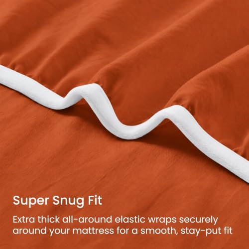 GOKOTTA 4 Piece Full Size Sheets Set - Soft, Breathable & Cozy - Orange