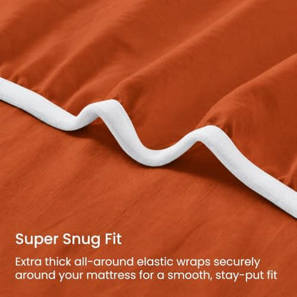 GOKOTTA 4 Piece Full Size Sheets Set - Soft, Breathable & Cozy - Orange