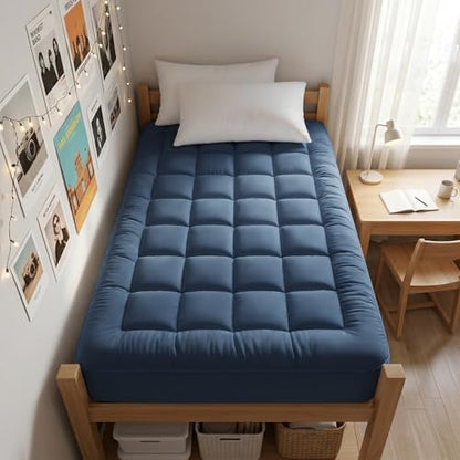 EASELAND Twin XL Mattress Pad Cotton Pillow Top Mattress Topper for Dorm