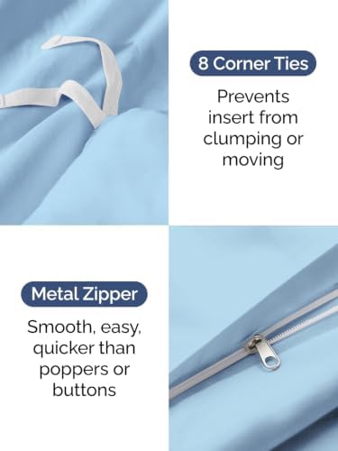 Duvet Cover King Size - Soft 3 Piece with Zipper Closure - Sky Blue