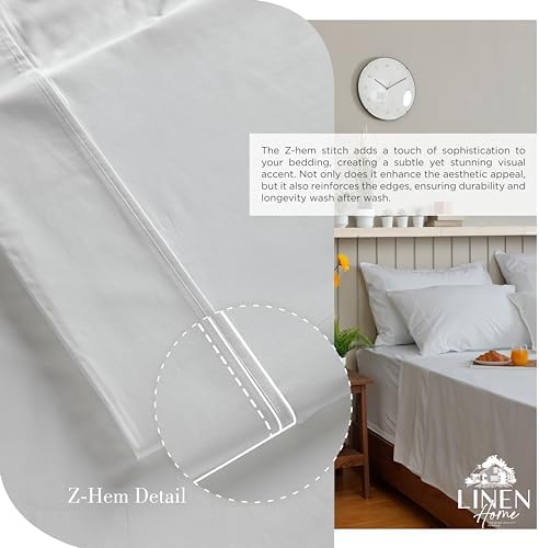 Linen Home 3 Piece Twin Size 100% Cotton Percale Sheet Set, Dove Grey