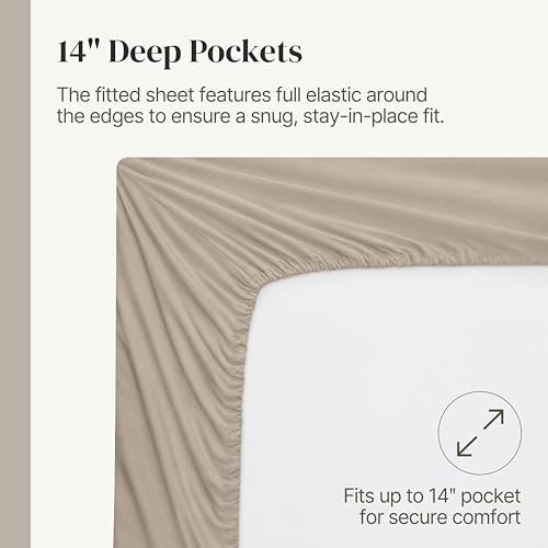 Modern Threads Soft Microfiber Solid Sheets - Luxurious Microfiber Bed Sheets - Includes Flat Sheet, Fitted Sheet with Deep Pockets, & Pillowcases Taupe California King