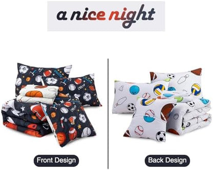 A Nice Night Rugby Basketball Bedding 6pc Twin Boys Comforter Sets,Gray