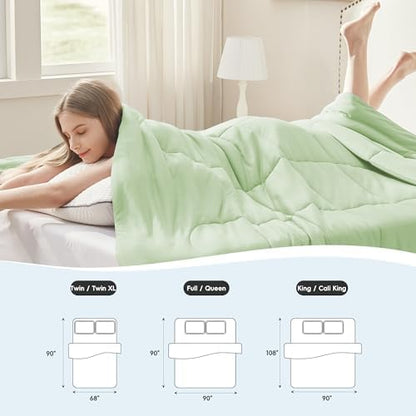 SameBed Cooling Comforter Full/Queen Size, Summer Blanket for Hot Sleepers, Lightweight Comforter for Night Sweats, Double-Sided Breathable Cooling Beddings (Green, 90"*90")