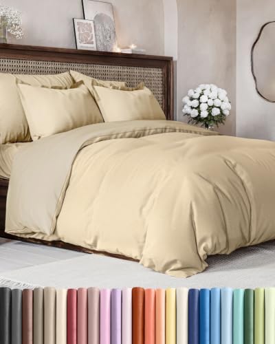 Duvet Cover Super King - 3 Piece with Zipper Closure - Heathered Tan