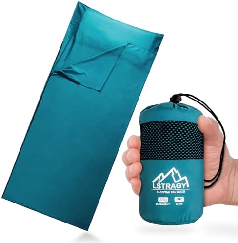 Ultralight Sleeping Bag Liner, Satin Sleep Sack, Comfy Breathable & Cooling & Silky Soft liner, Travel Sheets & Adult Sleep Sack with 2 Way Zipper, Ideal for Backpacking, Hotel, Camping, Hostels