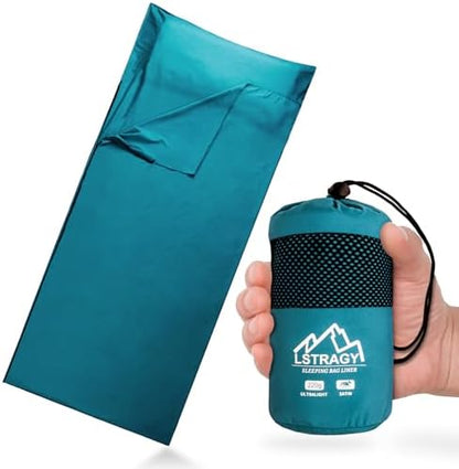 Ultralight Sleeping Bag Liner, Satin Sleep Sack, Comfy Breathable & Cooling & Silky Soft liner, Travel Sheets & Adult Sleep Sack with 2 Way Zipper, Ideal for Backpacking, Hotel, Camping, Hostels