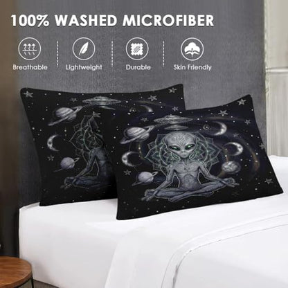 WeCozy Twin Comforter Set with Sheets, 5 Pieces Alien Space Bedding