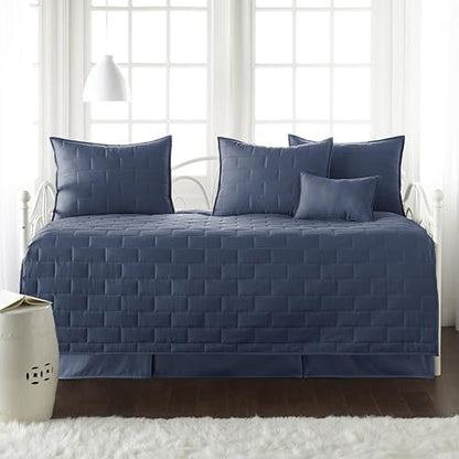 Daybed Quilt Set, 6-Piece Twin Bedding Set with Daybed Cover Dark Blue