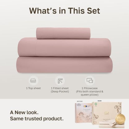 California Design Den 100% Organic Cotton XL Twin Sheet Set, 3 Pcs, Mauve
