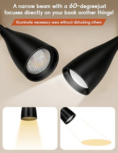 Reading Light for Book in Bed,Clip on Light Reading Lamp with Adapter Black