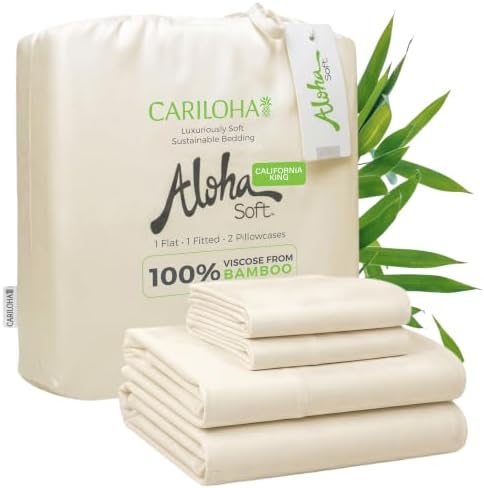 Cariloha Aloha Soft Bamboo Viscose Sheet Set - Natural - Cal King