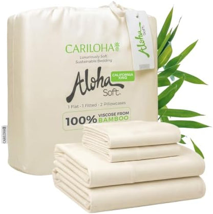 Cariloha Aloha Soft Bamboo Viscose Sheet Set - Natural - Cal King