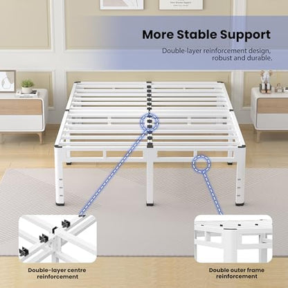 NKZ Metal Platform Bed Frame Full Size, 22 Inch Dual-Layer Heavy Duty Base