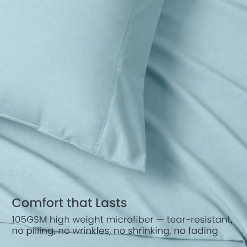 GOKOTTA 4 Piece Queen Sheet Set - Soft, Breathable & Cozy - Baby Blue