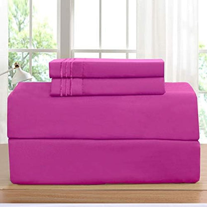 Elegant Comfort Luxurious Bed Sheets Set on Amazon 1500 Premier Wrinkle,Fade and Stain Resistant 4-Piece Bed Sheet Set, Deep Pocket, Full Hot Pink