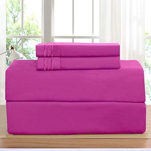 Elegant Comfort Luxurious Bed Sheets Set on Amazon 1500 Premier Wrinkle,Fade and Stain Resistant 4-Piece Bed Sheet Set, Deep Pocket, Full Hot Pink