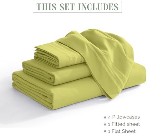 Elegant Comfort Luxury 4-Piece Bed Sheet Set - Luxury Bedding 1500 Thread Count Egyptian Quality Microfiber, Wrinkle Resistant Cool & Breathable, Easy Elastic Fitted, Twin/Twin XL, Pistachio Green