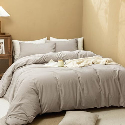 FOSSA Duvet Cover Set 100% Washed Cotton Linen Feel California King