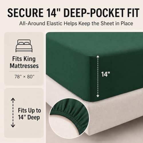 CozyLux Super King Plus Comforter Set Emerald Green - 7 Pieces Bed in a Bag