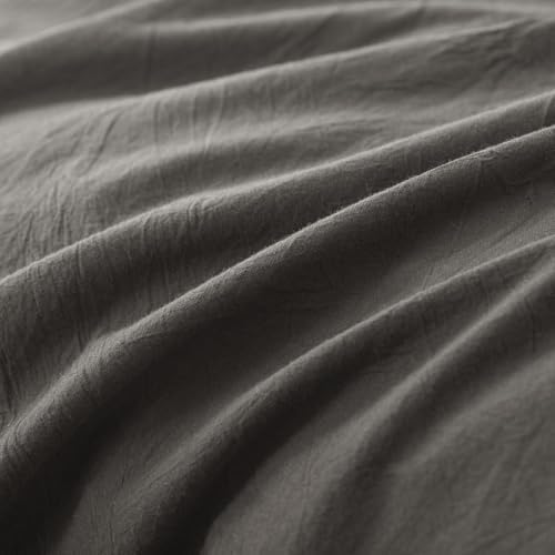 JIYUAN King Washed Cotton Duvet Cover Set, 3-Piece, Relaxed Linen Feel