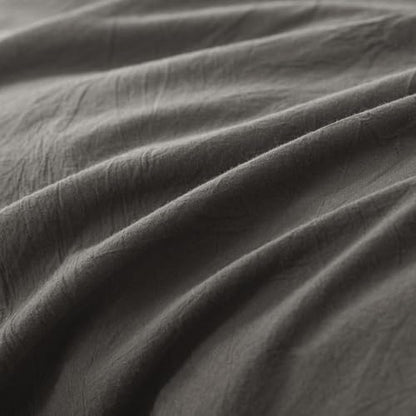 JIYUAN King Washed Cotton Duvet Cover Set, 3-Piece, Relaxed Linen Feel
