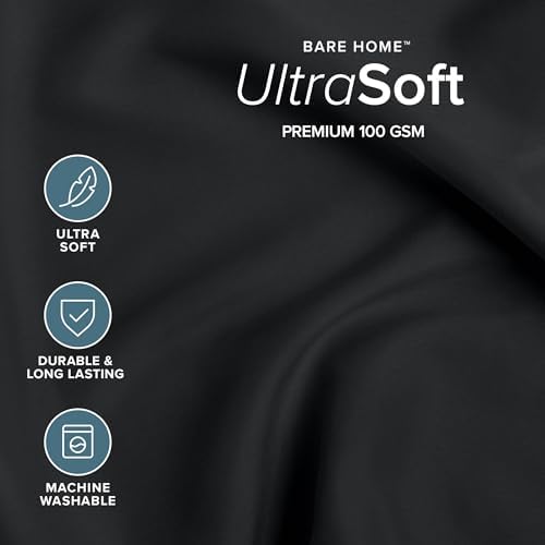 Bare Home Bed-in-A-Bag 7 Piece Comforter & Sheet Set - California King - Goose Down Alternative - Ultra-Soft 1800 Premium - Bed Set (Cal King, Black/Black)