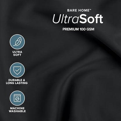 Bare Home Bed-in-A-Bag 7 Piece Comforter & Sheet Set - California King - Goose Down Alternative - Ultra-Soft 1800 Premium - Bed Set (Cal King, Black/Black)