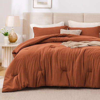 Love's cabin Terracotta King Size Comforter Set, 3-Piece Prewashed Bed Set