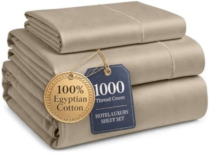LANE LINEN Hospital Bed Sheets Twin XL 100% Egyptian Cotton Sateen - Taupe